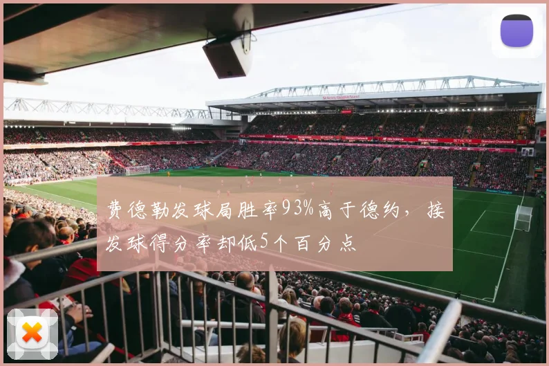 费德勒发球局胜率93%高于德约，接发球得分率却低5个百分点